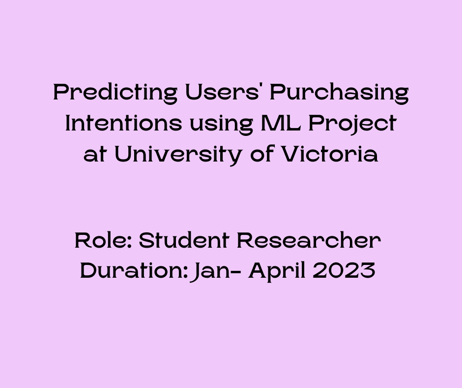 Predicting Users’ Purchasing Intentions using ML (PSY 504)- University of Victoria