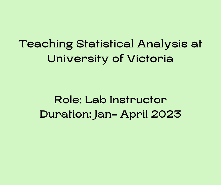 Teaching Statistical Analysis- University of Victoria